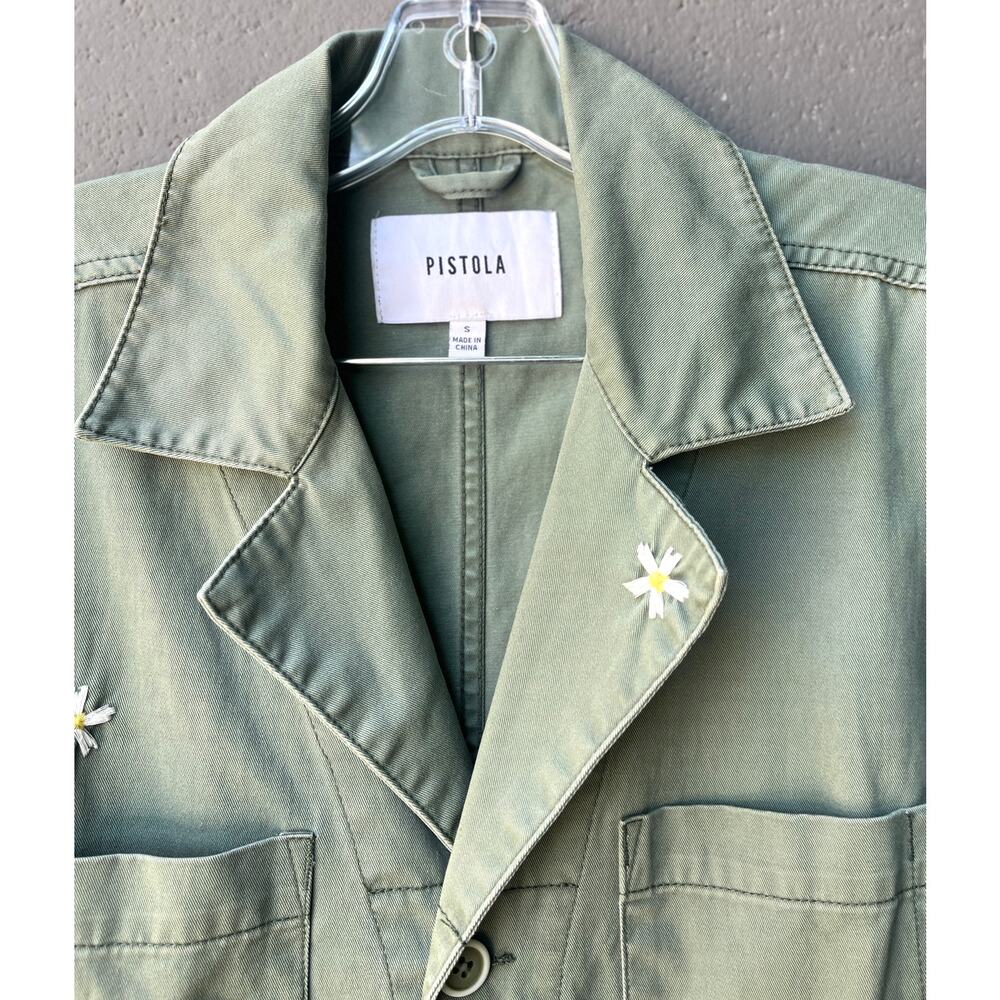 Pistola Grover Daisy Embroidered Utility Jumpsuit Green Small - Picture 4 of 8